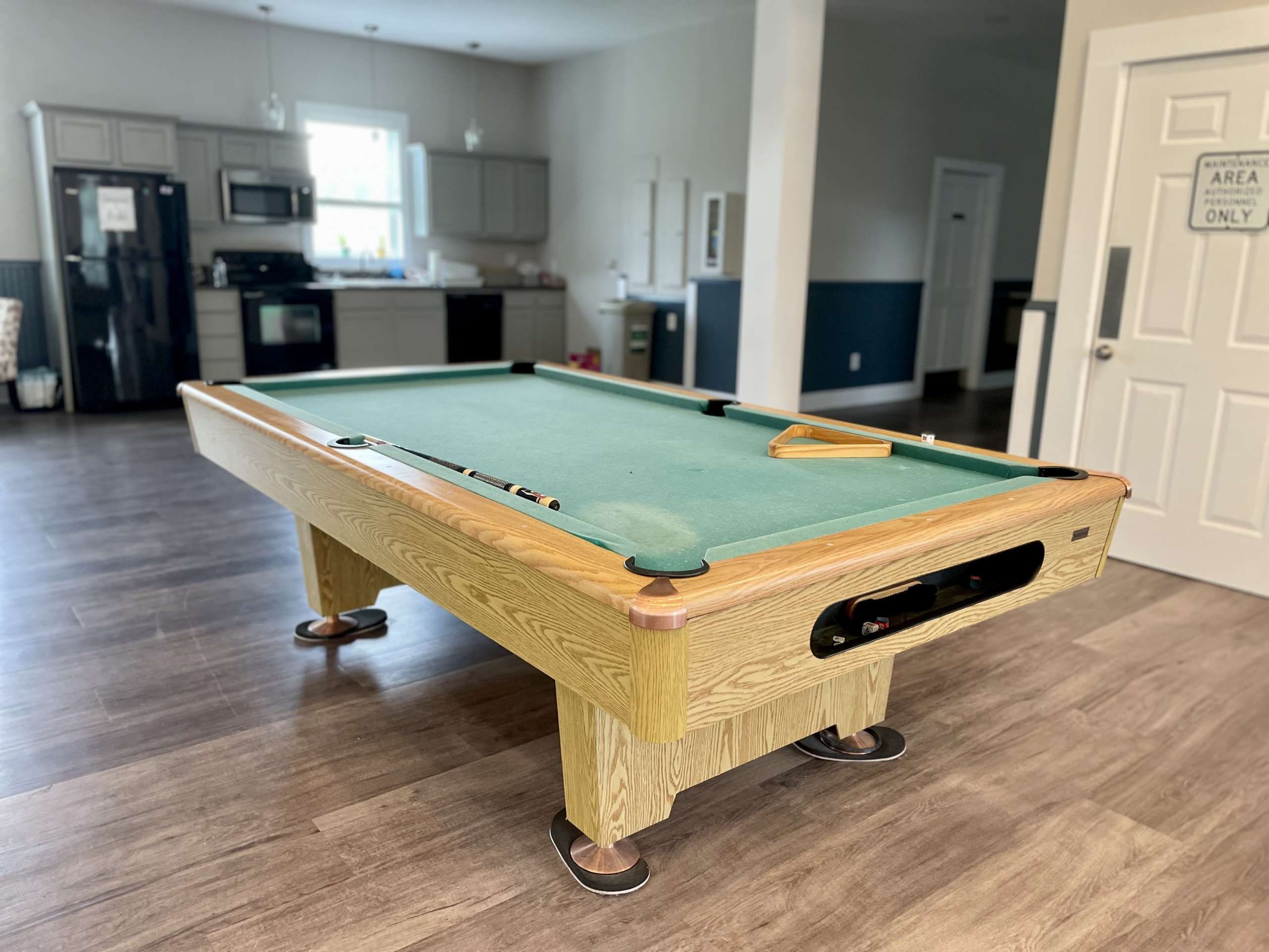 a pool table in a room