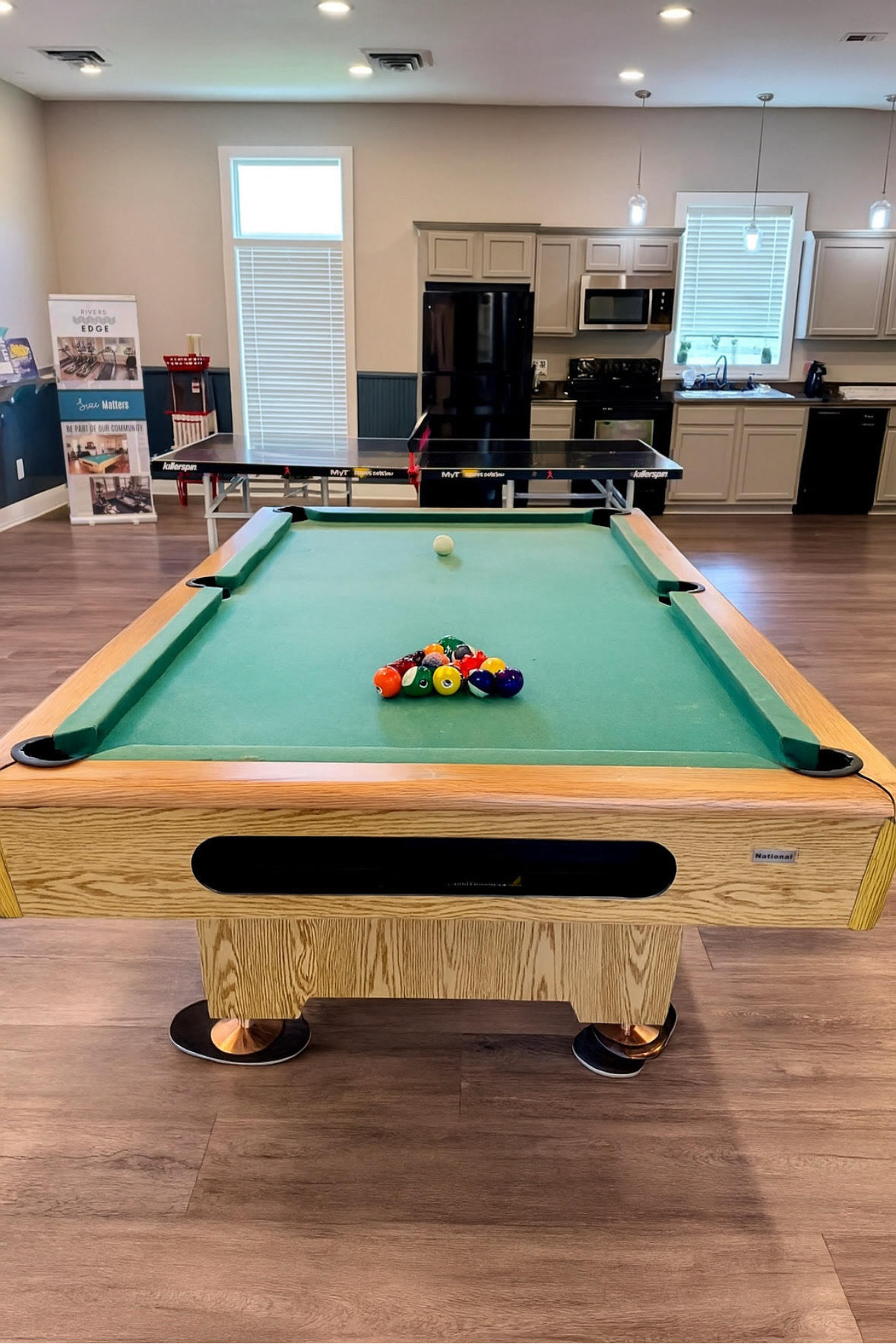 A pool table.
